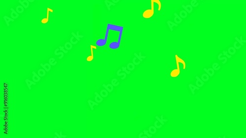 animated floating isolated music note green screen