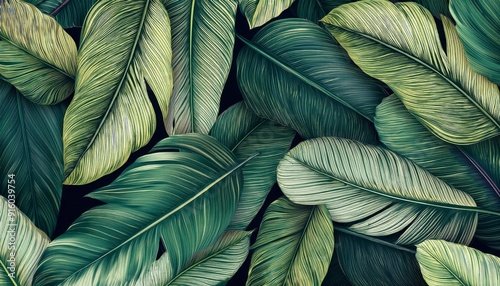 Tropical seamless pattern with beautiful palm. Generated image