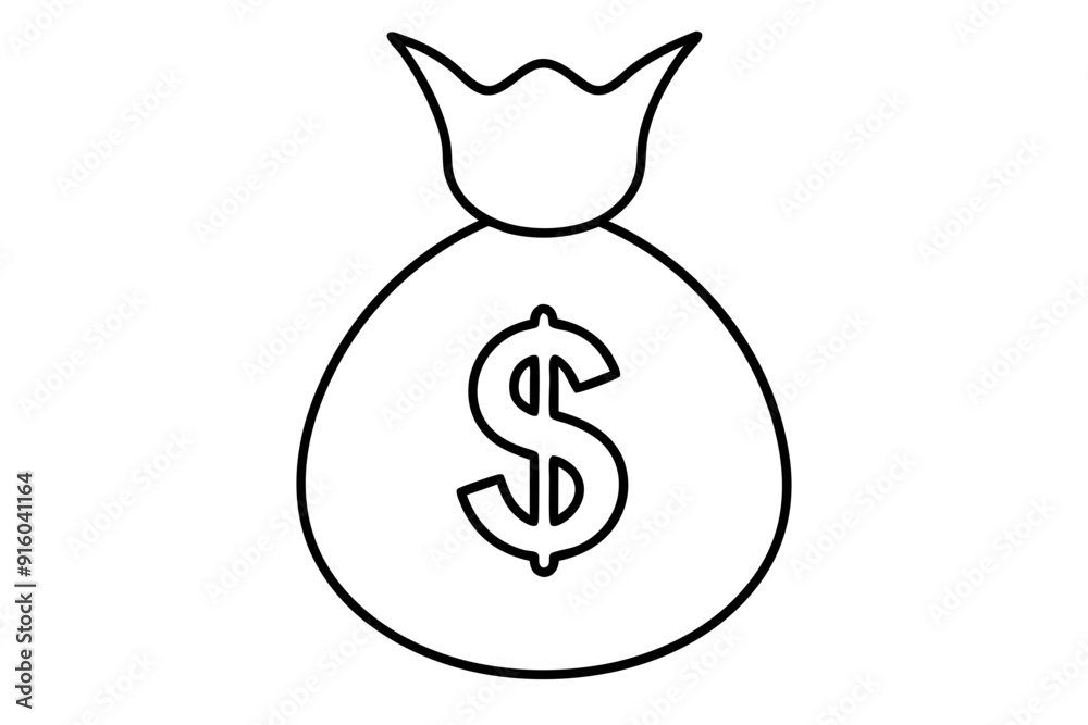 Money bag line art vector, Money bag with dollar outline icon. vector illustration
Money bag line art vector, Money bag with dollar outline icon. vector illustration