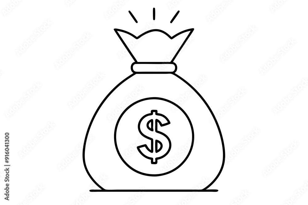 Money bag line art vector, Money bag with dollar outline icon. vector illustration
Money bag line art vector, Money bag with dollar outline icon. vector illustration