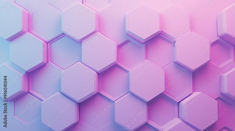 Abstract background of hexagonal shapes with a gradient of blue and pink. Abstract background of hexagonal shapes with a gradient of blue and pink.