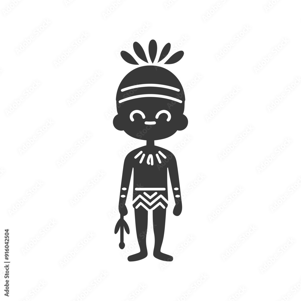 Black and white illustration of a person wearing traditional clothing Black and white illustration of a person wearing traditional clothing