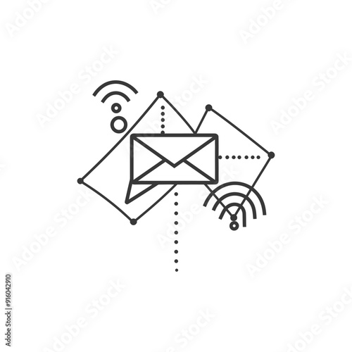 Abstract Geometric Illustration of Email Communication and Wi Fi Signal