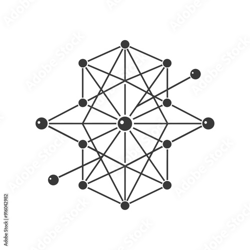 Abstract Geometric Network with Central Hub and Multiple Connections