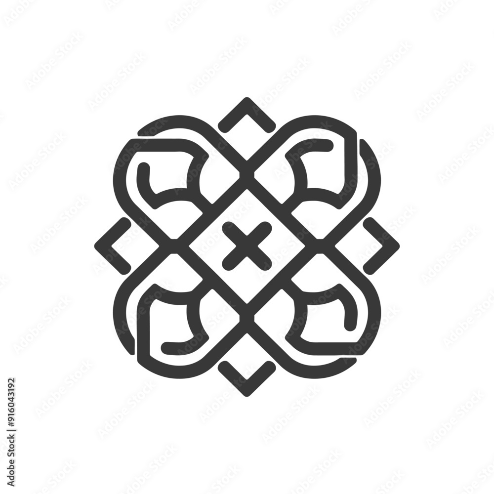 Abstract Geometric Pattern with Interlocking Lines and Shapes Abstract Geometric Pattern with Interlocking Lines and Shapes