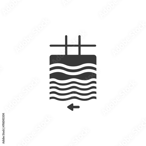 Black and White Icon of a Water Filled Container with a Horizontal Bar on Top