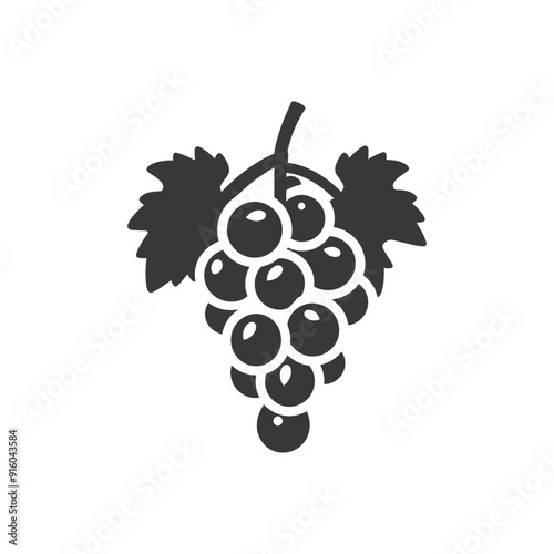 Black and White Illustration of a Bunch of Grapes