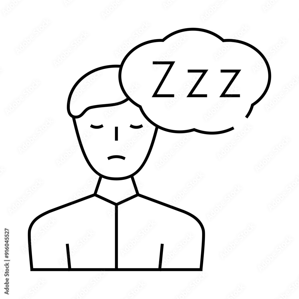 sleepiness diabetes symptom line icon vector. sleepiness diabetes symptom sign. isolated contour symbol black illustration