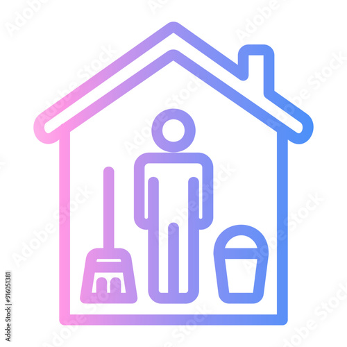 house keeping Line Gradient Icon