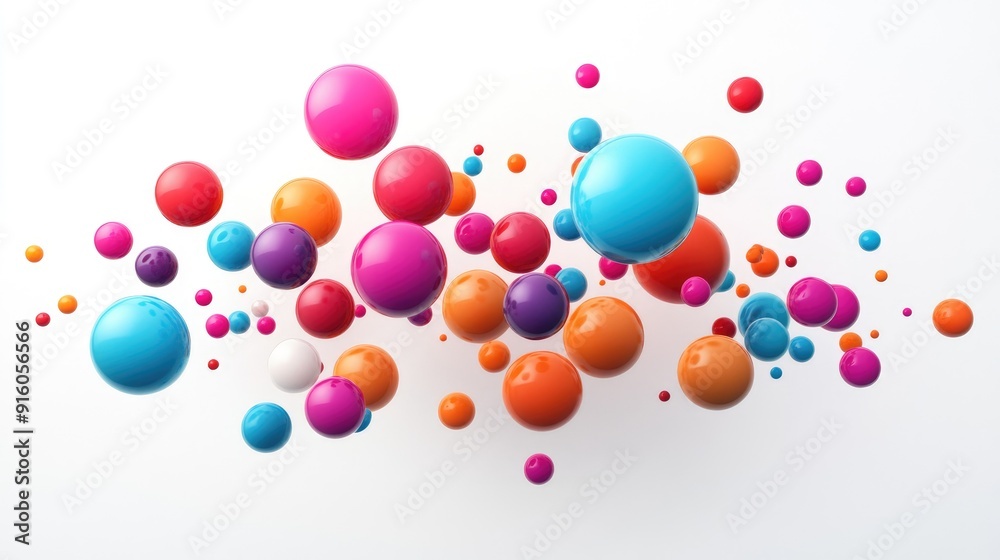 A4 design concept with colorful 3D spheres on a clean white background, perfect for brochure or magazine cover A4 design concept with colorful 3D spheres on a clean white background, perfect for brochure or magazine cover