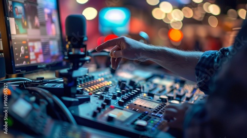 Person operating audio equipment in a studio