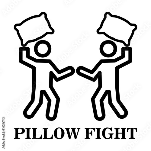 Pillow fight competition Line Icon