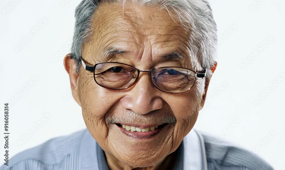Portrait of a senior asian man wearing eyeglasses on white background Portrait of a senior asian man wearing eyeglasses on white background