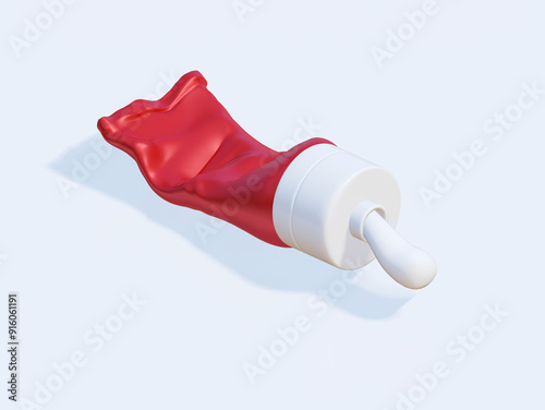 Tube of toothpaste 3D render. Empty toothpaste on white background.