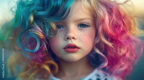 Portrait of a young girl with colorful hair