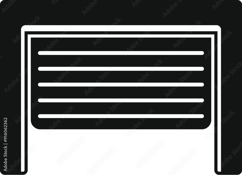 Automatic security garage door system providing protection, black and white icon illustrating a security concept Automatic security garage door system providing protection, black and white icon illustrating a security concept