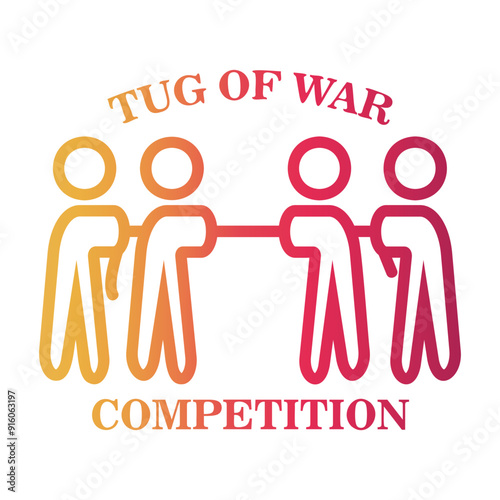 tug of war competition Line Gradient Icon