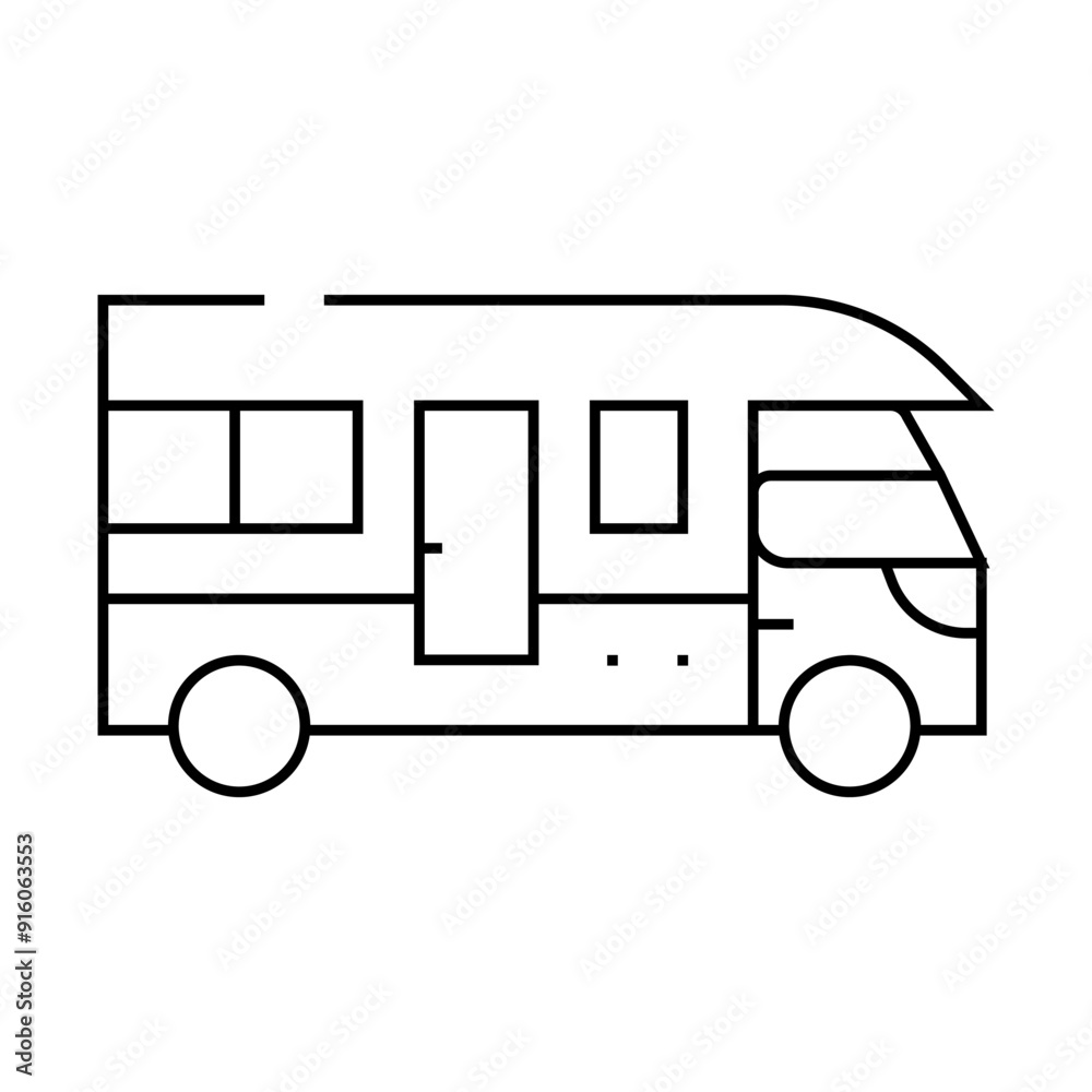 truck house on wheels line icon vector. truck house on wheels sign. isolated contour symbol black illustration truck house on wheels line icon vector. truck house on wheels sign. isolated contour symbol black illustration