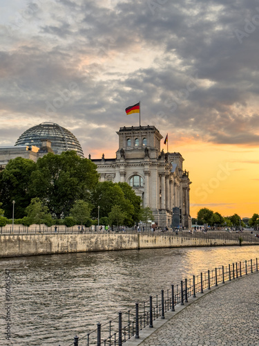 Parliament building Bundestag at sunset