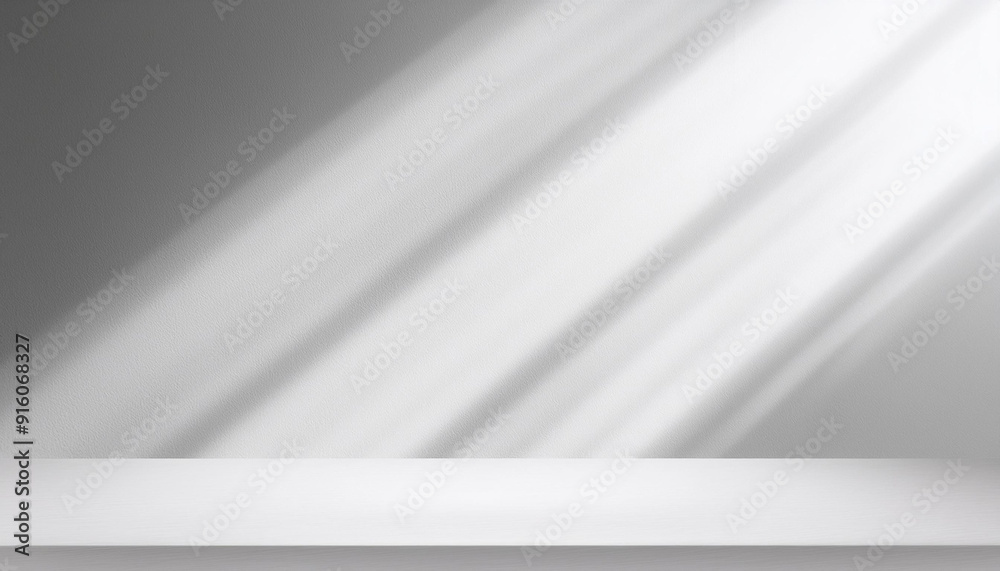 Wall interior background, studio and backdrops show products.with shadow from window color white and grey. background for text insertion and presentation product Wall interior background, studio and backdrops show products.with shadow from window color white and grey. background for text insertion and presentation product