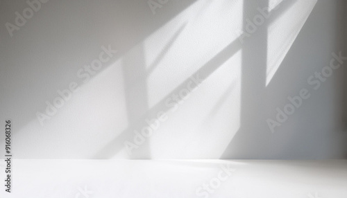 Wall interior background, studio and backdrops show products.with shadow from window color white and grey. background for text insertion and presentation product