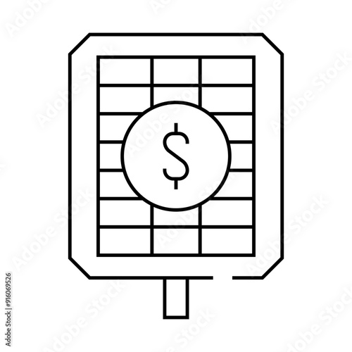 payback and price solar panel line icon vector. payback and price solar panel sign. isolated contour symbol black illustration