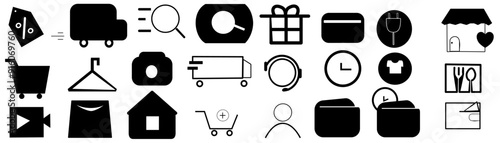 shopping icon set online purchase shopping cart trolley symbol outline 