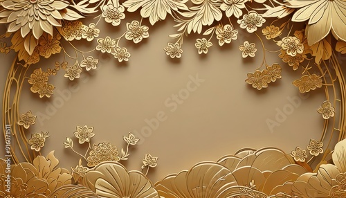 Wallpaper Mural Golden Floral Border. Torontodigital.ca