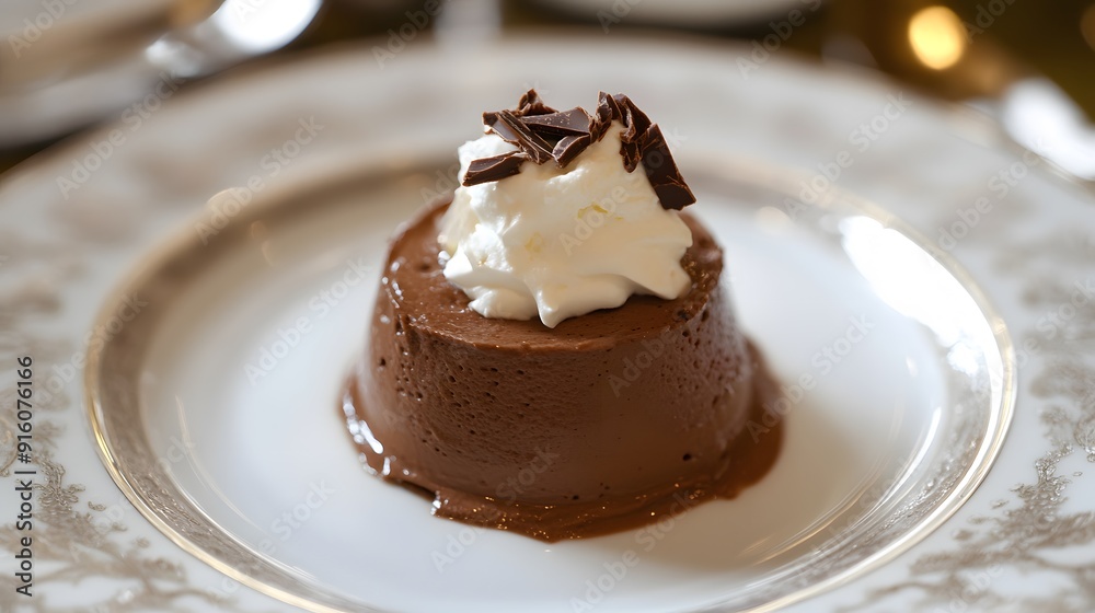 98. A serving of rich chocolate mousse with a dollop of whipped cream 98. A serving of rich chocolate mousse with a dollop of whipped cream