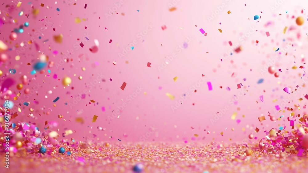 Bright confetti shower on a pink background, perfect for adding a fun and festive touch to your projects. Bright confetti shower on a pink background, perfect for adding a fun and festive touch to your projects.