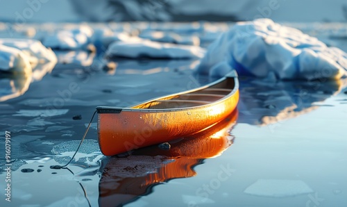 the fishing boat sailing along the river looks simple against the background Generate AI