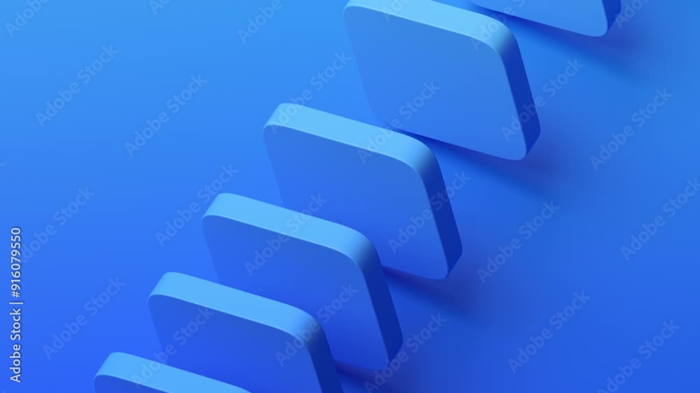 Abstract animation, rotating blue blocks, 4k looping video, 3d render