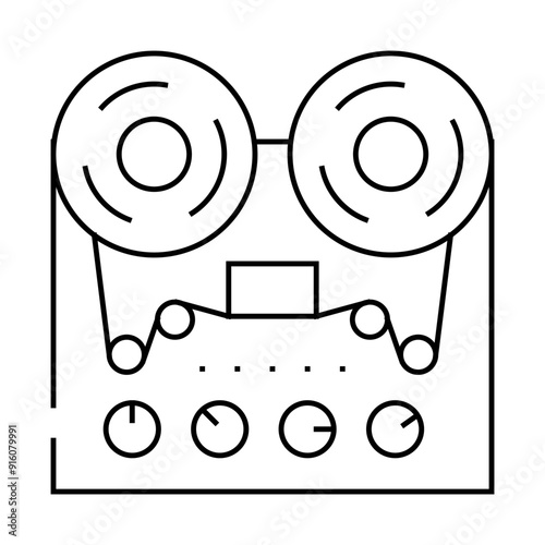 reel-to-reel tape player line icon vector. reel-to-reel tape player sign. isolated contour symbol black illustration