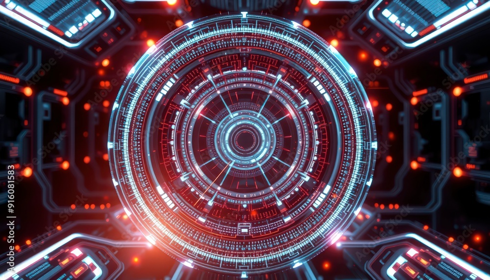 Fototapeta premium Futuristic Interface with Glowing Circular Element.
