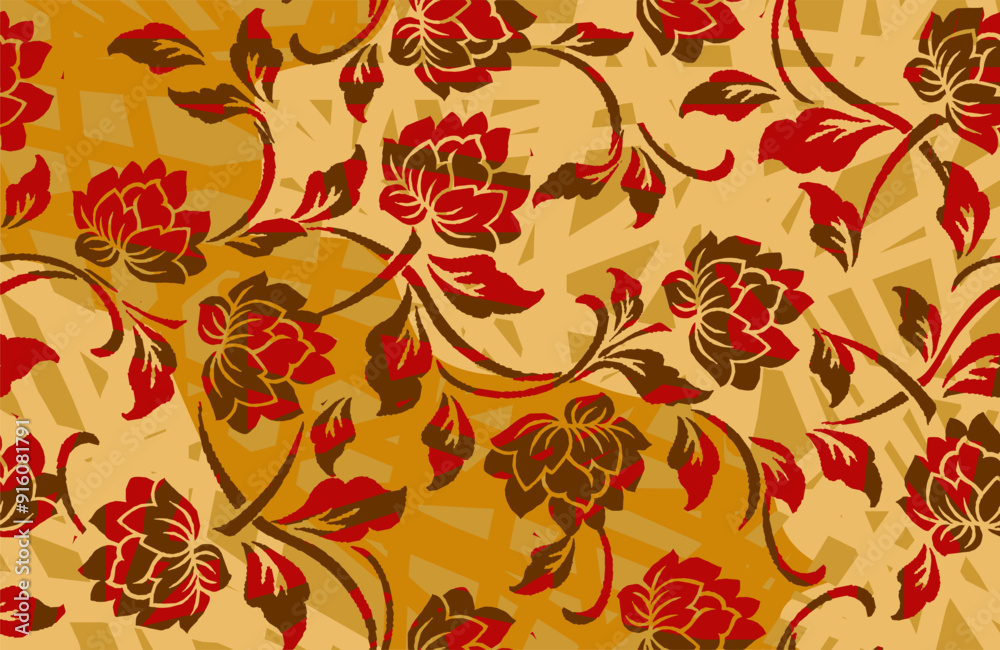 Indonesian batik motifs with very distinctive plant patterns Indonesian batik motifs with very distinctive plant patterns
