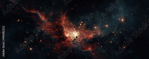 Beautiful big space explosion in universe. Abstract background with shining stars and milky way. Galaxy, neutron star in the space. Science and astronomy concept