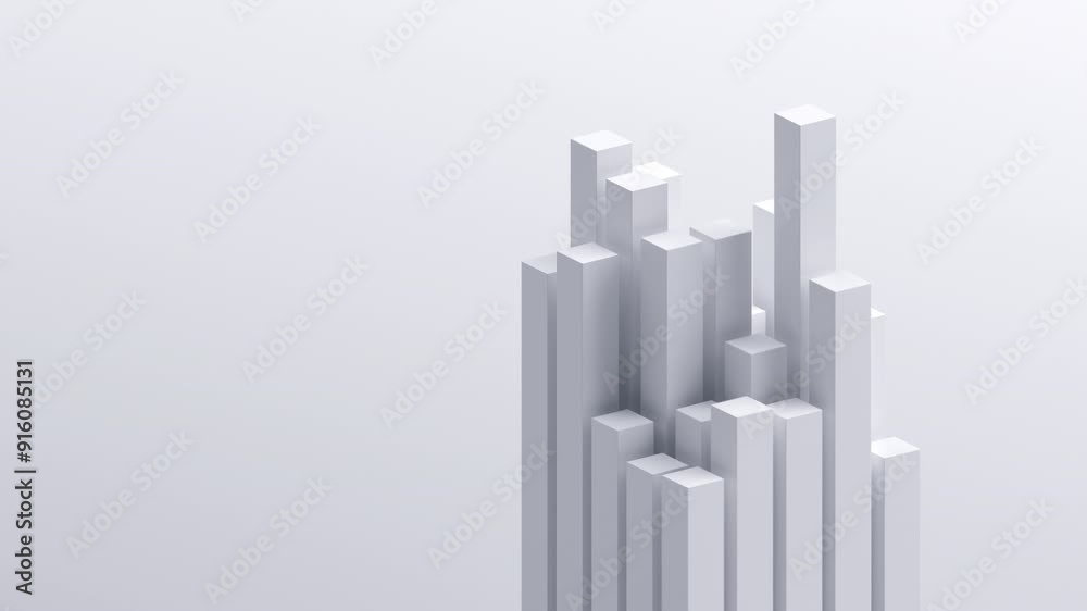 Abstract animation, geometric design with moving blocks, 4k looping video, 3d render