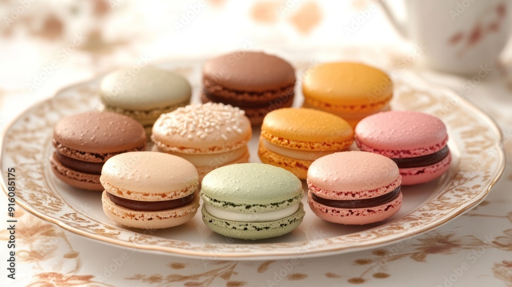Colorful Macarons on a Plate Colorful Macarons on a Plate