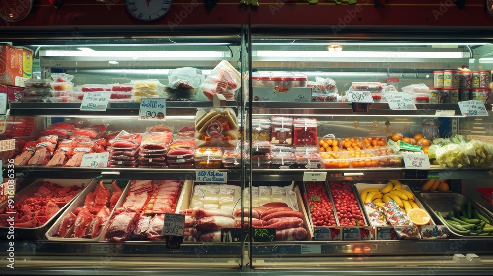 Fresh produce in a grocery store display Fresh produce in a grocery store display