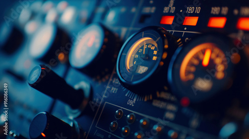 close up detail of digital device meter control panel.