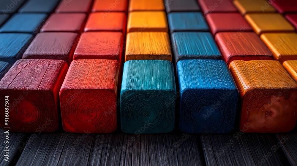 Spectrum of stacked multi-colored wooden blocks. background or cover for something creative, diverse, expanding, rising or growing. shallow depth of field. Diversity. Ultra realistic. Photorealistic Spectrum of stacked multi-colored wooden blocks. background or cover for something creative, diverse, expanding, rising or growing. shallow depth of field. Diversity. Ultra realistic. Photorealistic