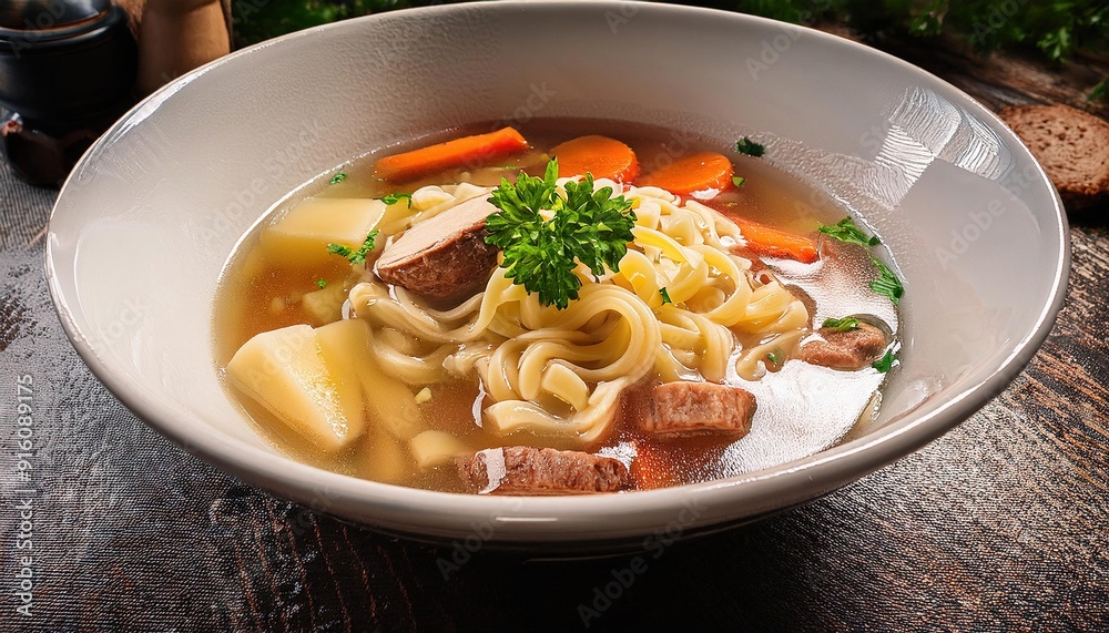 Hearty Beef Noodle Soup with Fresh Vegetables Hearty Beef Noodle Soup with Fresh Vegetables