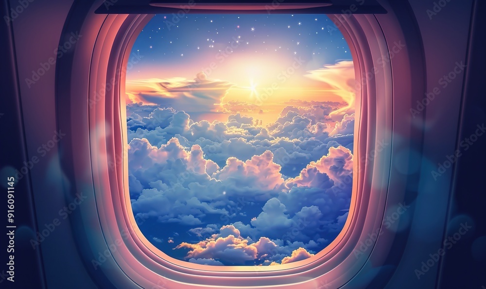 The view from the airplane window is stunning with panoramic view of the beautiful sky Generate AI The view from the airplane window is stunning with panoramic view of the beautiful sky Generate AI