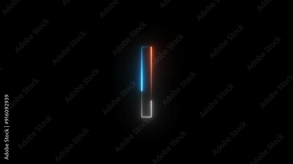 Abstract Bright Neon Light Letter Animation on Black Background. Abstract Bright Neon Light Letter Animation on Black Background.