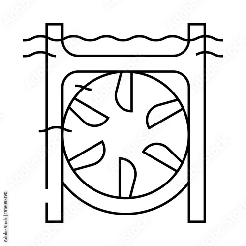 submarine tidal power plant line icon vector. submarine tidal power plant sign. isolated contour symbol black illustration