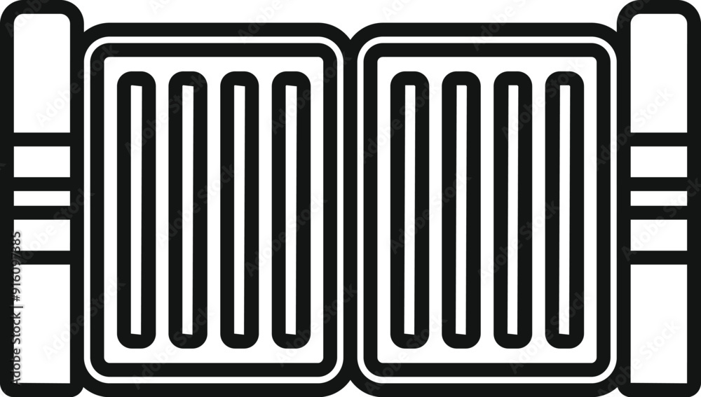 Modern automatic sliding gate system is securing a property Modern automatic sliding gate system is securing a property