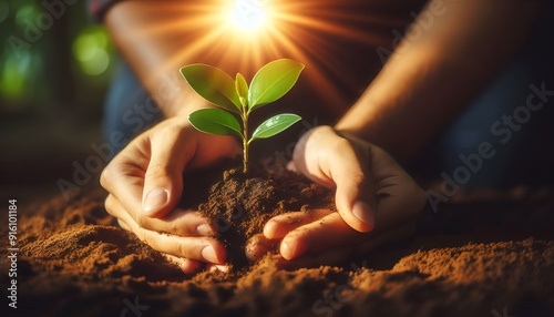 hand planting tree