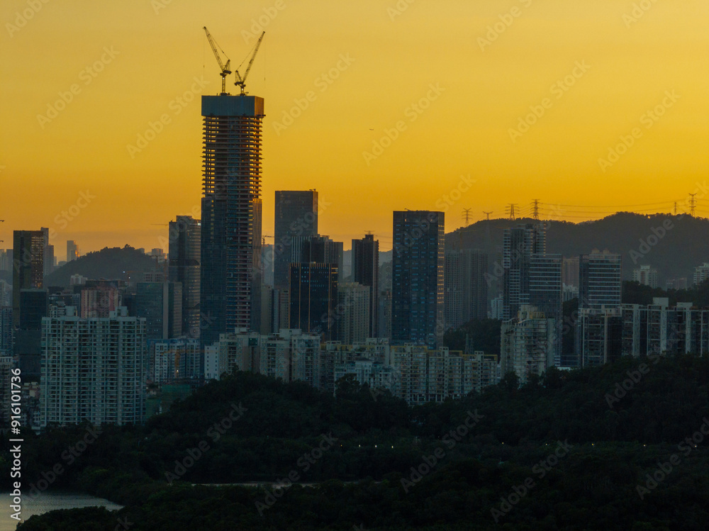 Aerial view of landscape in shenzhen city, China Aerial view of landscape in shenzhen city, China