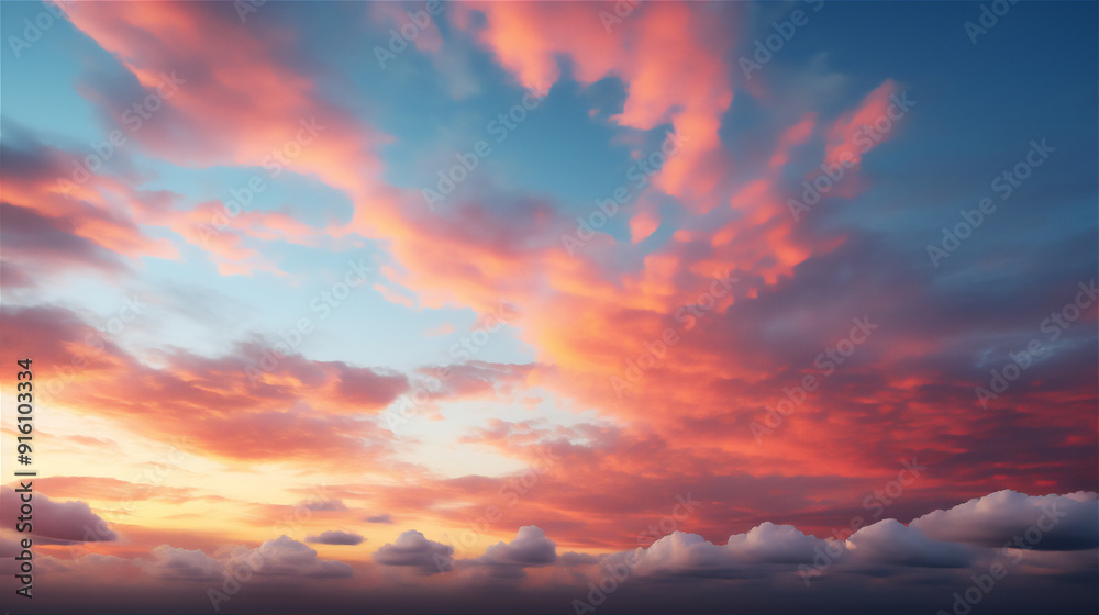Fototapeta premium Sunset sky with beautiful dramatic clouds version 22
