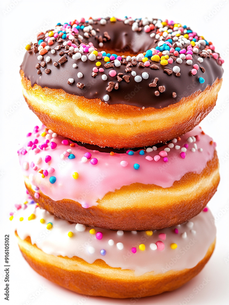 Photo of a Stack of Frosted Donuts with Colorful Sprinkles